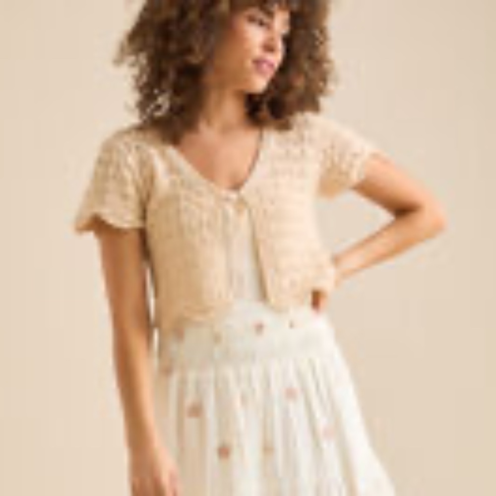 Altar'd State Knit Tan Shrug with Tie Closure